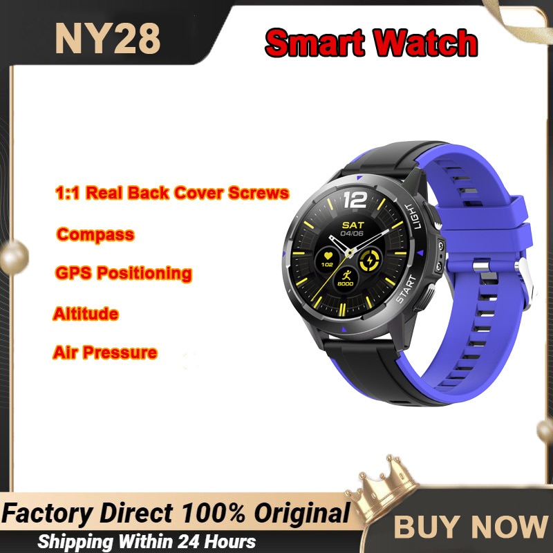NY28 GPS Men Outdoor Smart Watch Altitude Compass Air Pressure Heart Rate 1.3inch Wristwatch Fitness Tracker Sports Smartwatch